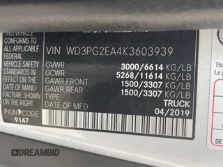 2019 Mercedes-Benz Metris Cargo z VIN WD3PG2EA4K3603939, wystawiony jako Copart lot #78860194 z przebiegiem 120 180 mil mil oraz Tytuł czysty. Historia ofert i sprzedaży dostępna na DreamBid. Obrazek 10.
