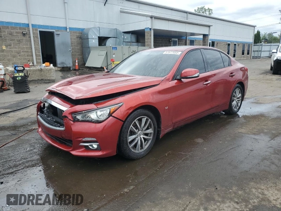 2015 Infiniti Q50 with VIN JN1BV7AR0FM396516, listed as a Copart auction lot 57677055 with 128,369 mi miles and Salvage title. Bid and sale history available at DreamBid. Image 1.