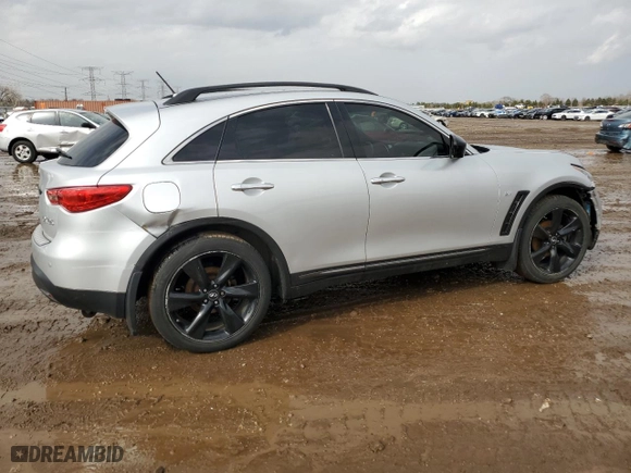 2016 Infiniti QX70 with VIN JN8CS1MW4GM400288, listed as a Copart auction lot 51423095 with 115,733 mi miles and Salvage Title. Bid and sale history available at carsss.com. Image 3.