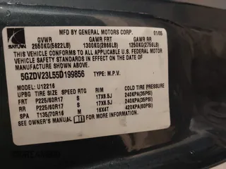 2005 Saturn Relay 3 with VIN 5GZDV23L55D199856, listed as a IAAI auction lot 42133525 with 239,100 mi miles and . Bid and sale history available at DreamBid. Image 9.