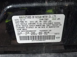 2017 Infiniti Q50 2.0t Premium with VIN JN1CV7AR0HM681837, listed as a IAAI auction lot 41724953 with 55,178 mi miles. Bid and sale history available at carsss.com. Image 9.