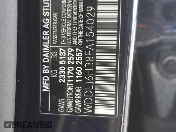 2015 Mercedes-Benz CLS 400 with VIN WDDLJ6HB8FA154029, listed as a Copart auction lot 45173395 with 63,889 mi miles and Salvage title. Bid and sale history available at DreamBid. Image 12.