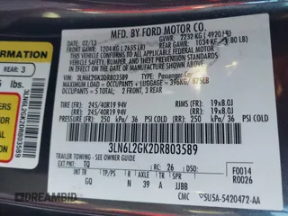 2013 Lincoln MKZ with VIN 3LN6L2GK2DR803589, listed as a IAAI auction lot 41846363 with 75,920 mi miles and . Bid and sale history available at DreamBid. Image 9.