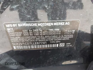 2020 BMW X4 xDrive30i with VIN 5UX2V1C07LLE67741, listed as a IAAI auction lot 41744018 with 40,549 mi miles. Bid and sale history available at carsss.com. Image 9.