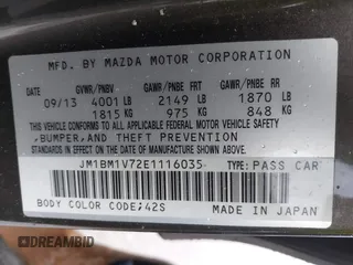 2014 Mazda 3 i Touring with VIN JM1BM1V72E1116035, listed as a IAAI auction lot 41378819 with 155,024 mi miles and . Bid and sale history available at DreamBid. Image 9.