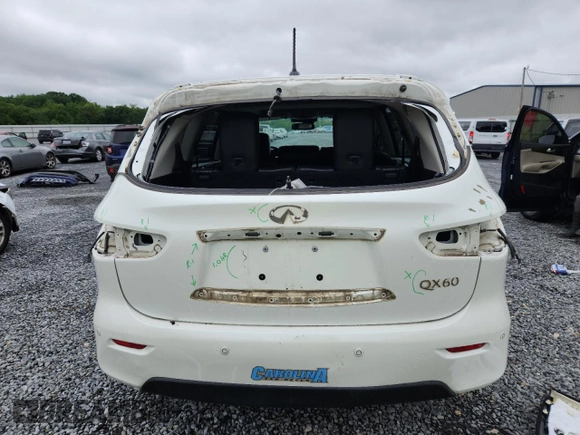 2015 Infiniti QX60 with VIN 5N1AL0MM9FC558652, listed as a Copart auction lot 56962205 with 129,883 mi miles and Salvage title. Bid and sale history available at DreamBid. Image 6.