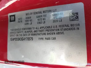 2016 Buick Verano Group with VIN 1G4PS5SK3G4170579, listed as a IAAI auction lot 42258693 with 146,026 mi miles and . Bid and sale history available at DreamBid. Image 9.