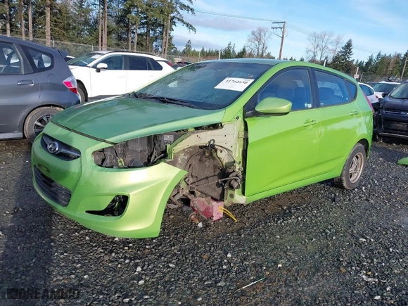 2012 Hyundai Accent GS with VIN KMHCT5AE9CU021238, listed as a IAAI auction lot 41762650 with 166,287 mi miles. Bid and sale history available at carsss.com. Image 2.