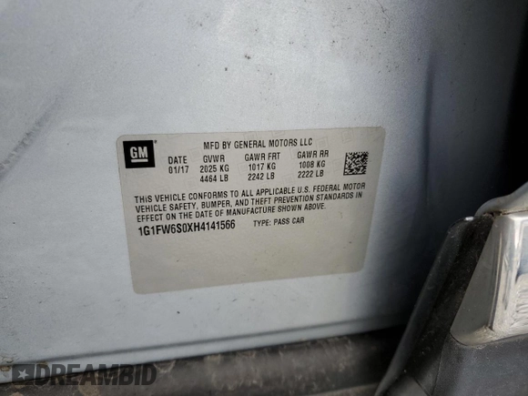 2017 Chevrolet Bolt EV LT with VIN 1G1FW6S0XH4141566, listed as a Copart auction lot 57766735 with 103,072 mi miles and Salvage title. Bid and sale history available at DreamBid. Image 12.