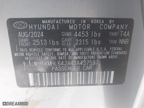 2025 Hyundai Sonata SEL with VIN KMHL64JA4SA437597, listed as a IAAI auction lot 41980177 with 12,069 mi miles. Bid and sale history available at carsss.com. Image 9.