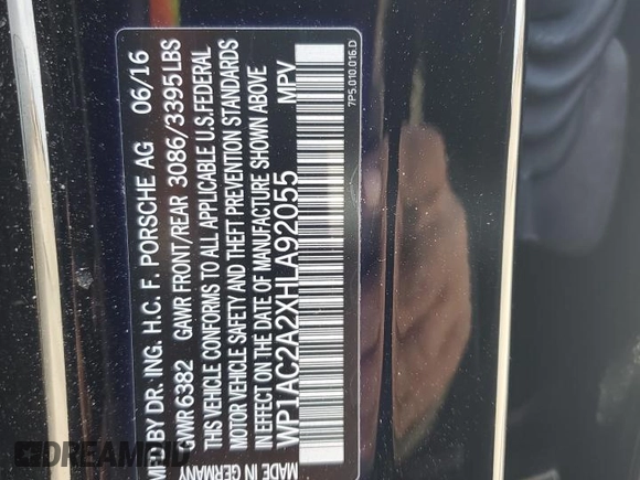2017 Porsche Cayenne Turbo with VIN WP1AC2A2XHLA92055, listed as a Copart auction lot 52610555 with 82,224 mi miles and Salvage title. Bid and sale history available at DreamBid. Image 13.