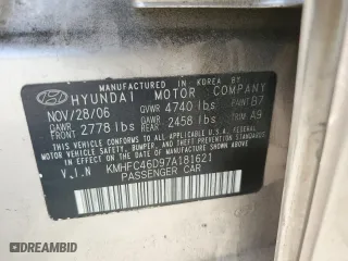 2007 Hyundai Azera GLS with VIN KMHFC46D97A181621, listed as a Copart auction lot 69761294 with 185,732 mi miles and Salvage Title. Bid and sale history available at carsss.com. Image 12.