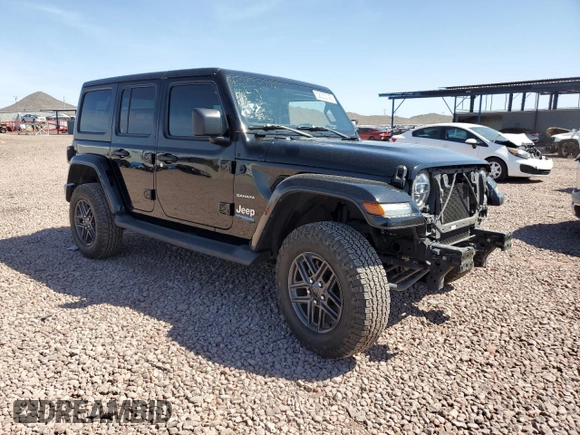 2021 Jeep Wrangler Unlimited Sahara with VIN 1C4JJXP69MW800920, listed as a Copart auction lot 52033745 with 49,173 mi miles and Salvage Title. Bid and sale history available at DreamBid. Image 4.