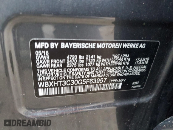 2016 BMW X1 xDrive28i with VIN WBXHT3C30G5F63957, listed as a Copart auction lot 70292992 with 80,040 mi miles. Bid and sale history available at carsss.com. Image 14.