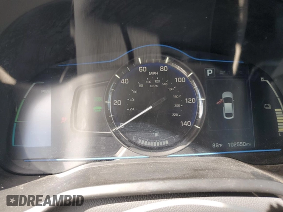 2017 Hyundai Ioniq Blue with VIN KMHC65LC1HU022362, listed as a Copart auction lot 49693105 with 102,550 mi miles and Salvage Title. Bid and sale history available at DreamBid. Image 9.