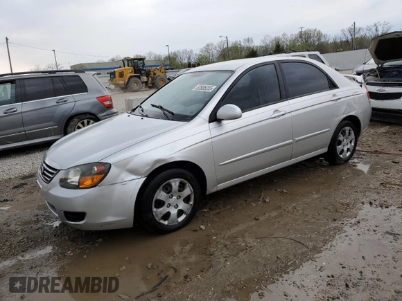2009 Kia Spectra EX with VIN KNAFE221595657550, listed as a Copart auction lot 52805205 with 95,777 mi miles and Salvage Title. Bid and sale history available at DreamBid. Image 1.
