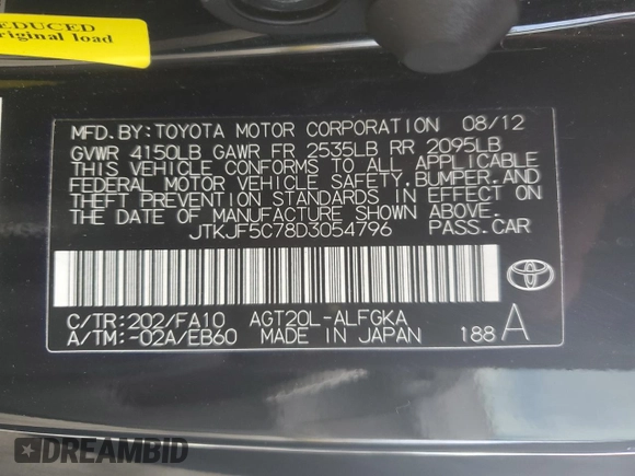 2013 Scion tC z VIN JTKJF5C78D3054796, wystawiony jako Copart lot #46947135 z przebiegiem 133 805 mil mil oraz Szkody całkowita. Historia ofert i sprzedaży dostępna na DreamBid. Obrazek 12.