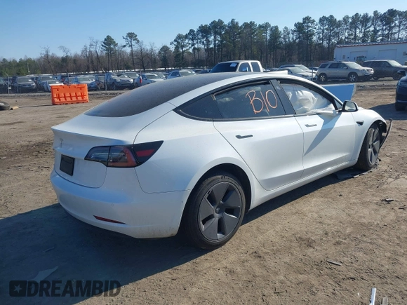 2022 Tesla Model 3 with VIN 5YJ3E1EA5NF315004, listed as a IAAI auction lot 41429800 with Not Provided miles. Bid and sale history available at carsss.com. Image 4.