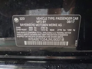 2018 BMW 3 Series 320i with VIN WBA8E1G54JNU90018, listed as a IAAI auction lot 42236134 with 73,589 mi miles and . Bid and sale history available at DreamBid. Image 9.