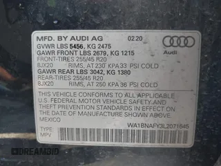 2020 Audi Q5 Premium Plus with VIN WA1BNAFY3L2071645, listed as a IAAI auction lot 40912823 with 86,114 mi miles. Bid and sale history available at carsss.com. Image 9.
