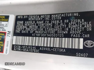 2010 Toyota Camry with VIN 4T1BF3EK1AU503125, listed as a IAAI auction lot 42094863 with 282,465 mi miles and . Bid and sale history available at DreamBid. Image 9.