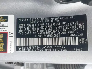 2015 Toyota Camry XLE with VIN 4T1BF1FK0FU960051, listed as a IAAI auction lot 42125452 with 117,047 mi miles and . Bid and sale history available at DreamBid. Image 9.