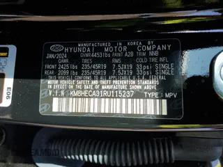 2024 Hyundai Kona Limited with VIN KM8HECA31RU115237, listed as a Copart auction lot 52013075 with 10,442 mi miles and Salvage Title. Bid and sale history available at carsss.com. Image 13.