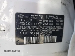 2017 Hyundai Ioniq Blue with VIN KMHC65LC9HU027938, listed as a Copart auction lot 48061475 with 87,612 mi miles and Salvage Title. Bid and sale history available at DreamBid. Image 12.