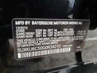 2016 BMW X6 xDrive50i with VIN 5UXKU6C50G0R34210, listed as a Copart auction lot 69003723 with 33,134 mi miles. Bid and sale history available at carsss.com. Image 15.