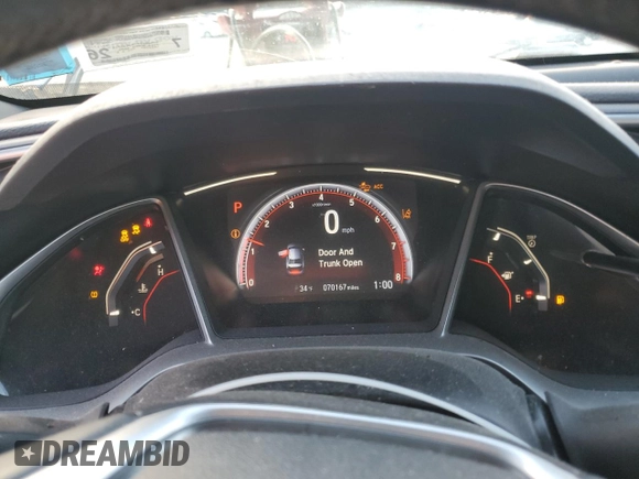 2019 Honda Civic Sport with VIN 2HGFC2F83KH590205, listed as a Copart auction lot 50060315 with 70,167 mi miles and Salvage Title. Bid and sale history available at DreamBid. Image 9.