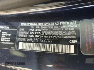 2005 Mercedes-Benz CLK 320 z VIN WDBTJ65J25F129259, wystawiony jako Copart lot #83461304 z przebiegiem Nie podano mil oraz Szkoda całkowita • Salvage title. Historia ofert i sprzedaży dostępna na DreamBid. Obrazek 14.