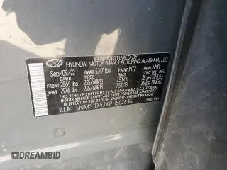 2023 Hyundai Santa Fe SE with VIN 5NMS1DAJXPH502836, listed as a Copart auction lot 48951395 with 38,282 mi miles and Salvage title. Bid and sale history available at DreamBid. Image 13.