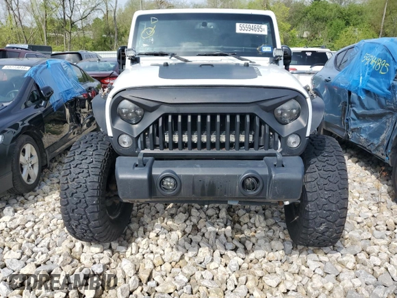 2014 Jeep Wrangler Unlimited Sahara z VIN 1C4HJWEG8EL257437, wystawiony jako Copart lot #55594695 z przebiegiem 157 575 mil mil oraz Czysty tytuł • Clean title. Historia ofert i sprzedaży dostępna na DreamBid. Obrazek 5.