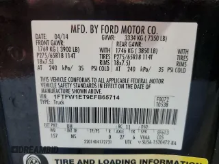 2014 Ford F-150 XL with VIN 1FTFW1ET9EFB65714, listed as a Copart auction lot 53198915 with 83,927 mi miles and Salvage title. Bid and sale history available at DreamBid. Image 15.