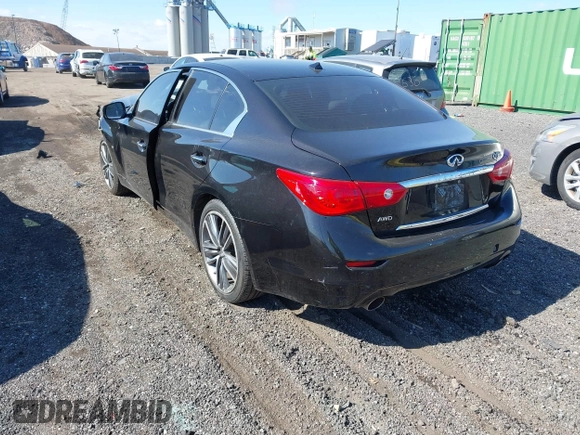 2014 Infiniti Q50 Premium with VIN JN1BV7AR0EM689783, listed as a IAAI auction lot 41661020 with 124,762 mi miles. Bid and sale history available at carsss.com. Image 3.
