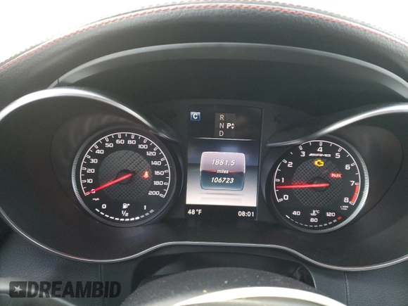 2017 Mercedes-Benz C 63 AMG with VIN 55SWF8GB3HU184554, listed as a Copart auction lot 77395064 with 106,723 mi miles and Salvage title. Bid and sale history available at DreamBid. Image 9.