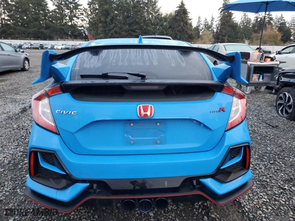 2021 Honda Civic Type R Touring with VIN SHHFK8G78MU202810, listed as a Copart auction lot 78390294 with 38,530 mi miles and Salvage Title. Bid and sale history available at carsss.com. Image 6.