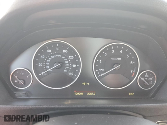 2015 BMW 3 Series 328i with VIN WBA3A5C57FP605385, listed as a Copart auction lot 54703705 with 129,294 mi miles and Salvage title. Bid and sale history available at DreamBid. Image 9.