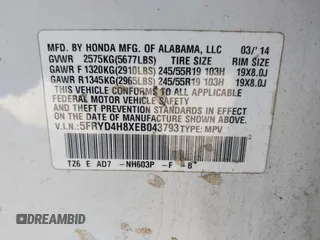 2014 Acura MDX Advance with VIN 5FRYD4H8XEB043793, listed as a IAAI auction lot 41092262 with 140,792 mi miles and . Bid and sale history available at carsss.com. Image 9.