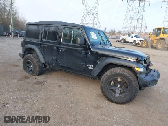 2020 Jeep Wrangler Unlimited Sport S with VIN 1C4HJXDG5LW189584, listed as a IAAI auction lot 41738928 with 75,948 mi miles and . Bid and sale history available at DreamBid. Image 1.