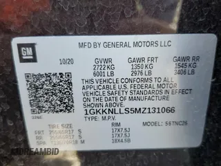 2021 GMC Acadia AT4 with VIN 1GKKNLLS5MZ131066, listed as a Copart auction lot 53032775 with 43,072 mi miles and Non repairable. Bid and sale history available at DreamBid. Image 14.
