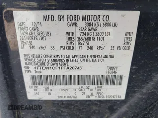 2015 Ford F-150 XL with VIN 1FTEW1CF1FFA20743, listed as a IAAI auction lot 41805237 with 149,020 mi miles. Bid and sale history available at carsss.com. Image 9.