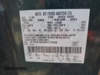 2008 Ford F-150 XL with VIN 1FTRW12W68KC78320, listed as a Copart auction lot 51476595 with 247,893 mi miles and Salvage Title. Bid and sale history available at carsss.com. Image 12.