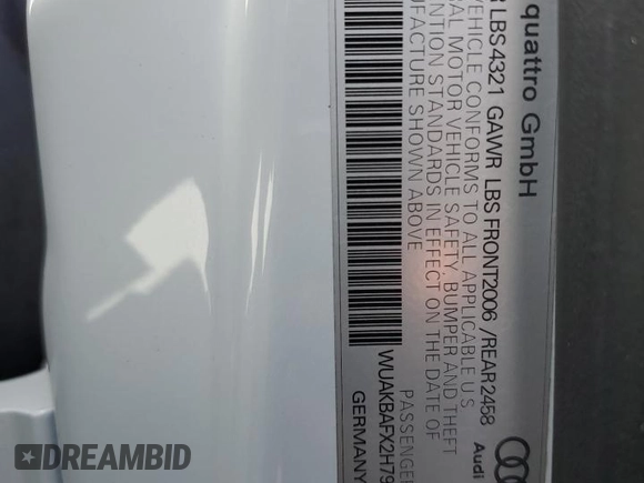 2017 Audi R8 z VIN WUAKBAFX2H7903141, wystawiony jako Copart lot #46552054 z przebiegiem 20 096 mil mil oraz . Historia ofert i sprzedaży dostępna na DreamBid. Obrazek 12.