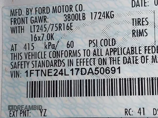 2007 Ford Econoline Cargo Commercial with VIN 1FTNE24L17DA50691, listed as a IAAI auction lot 42754142 with 213,906 mi miles and . Bid and sale history available at DreamBid. Image 9.