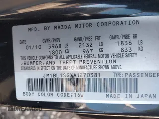 2010 Mazda 3 i Sport with VIN JM1BL1SGXA1270381, listed as a IAAI auction lot 42042385 with 122,756 mi miles and . Bid and sale history available at carsss.com. Image 9.