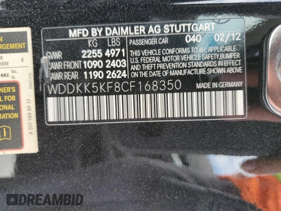 2012 Mercedes-Benz E 350 with VIN WDDKK5KF8CF168350, listed as a Copart auction lot 44214485 with 70,414 mi miles and Salvage Title. Bid and sale history available at DreamBid. Image 12.