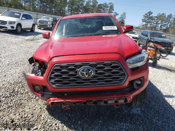 2021 Toyota Tacoma 4WD SR with VIN 3TMCZ5AN5MM447162, listed as a Copart auction lot 46442655 with 26,044 mi miles and Salvage Title. Bid and sale history available at carsss.com. Image 5.