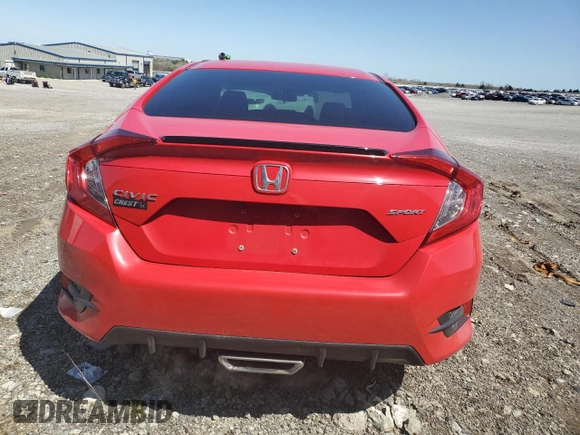 2019 Honda Civic Sedan Sport with VIN 2HGFC2F80KH604206, listed as a Copart auction lot 51658615 with 75,195 mi miles and Salvage Title. Bid and sale history available at carsss.com. Image 6.