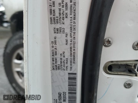 2024 Ram 2500 Tradesman with VIN 3C6UR5HJ5RG160943, listed as a Copart auction lot 84923294 with 3,282 mi miles and Salvage title. Bid and sale history available at DreamBid. Image 12.